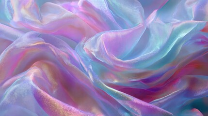 Obraz premium Delicate satin fabric displays beautiful shades of pastel colors with soft waves and gentle folds. The light creates a shimmering effect enhancing its texture.