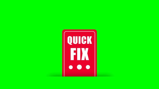 Quick fix tag label animation on a green screen background for service promotions, repair offers, and marketing campaigns.