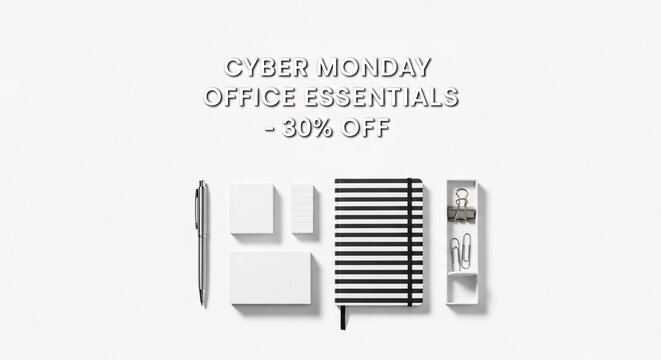 Cyber monday office essentials stationery sale with thirty percent off