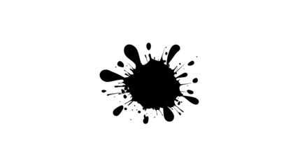 A circular design resembling a splash or ink blot with fluid, wavy edges and a central void.