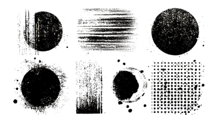 Abstract patterns and textures displayed in a grid format, featuring circular and linear designs with varying densities and styles.