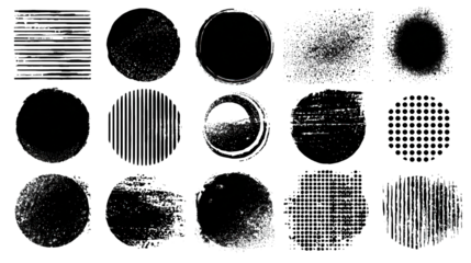 A collection of circular textures featuring various patterns and effects, showcasing a range of designs for creative applications.