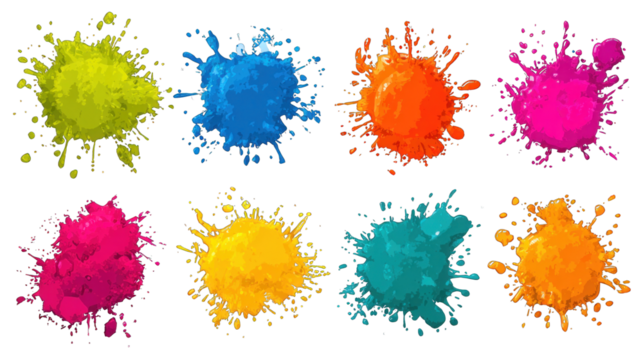 Colorful splashes of paint in various vibrant hues, creating an artistic and dynamic visual effect.