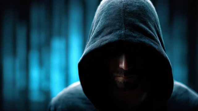 Hacker in the Shadows - Mysterious Figure and Digital Security Threat Concept