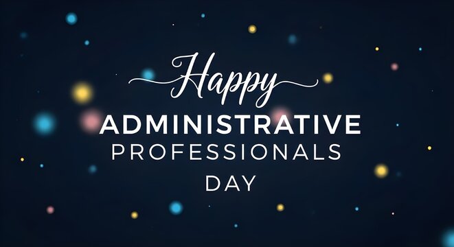 Happy administrative professionals day with bokeh lights on dark background - Powered by Adobe