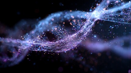 Ethereal Cosmic Swirls of Light and Color with Sparkling Stars in a Deep Space Background