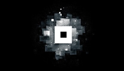 Abstract square cluster with central white square on a dark background