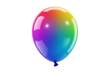 Vibrant Rainbow Gradient Glossy Balloon Cutout Transparent Background