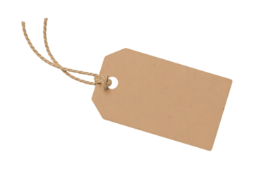 Blank Brown Kraft Paper Tag with String Isolated on Transparent Background