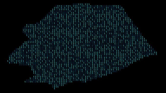Niue Binary code map animation, Digital data visualization, alpha layer