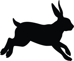 A black silhouette of a leaping hare is prominently displayed in the