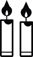 A simple black and white illustration depicting two lit candles side by