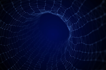 Naklejka premium Digital tunnel network background for deep technology visualization and advanced ai data flow design.