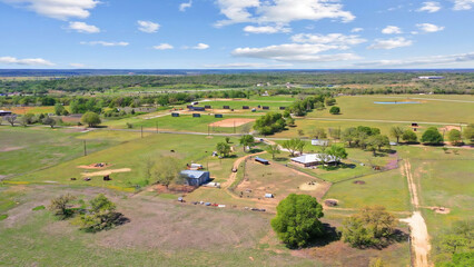  Aerial Ranch Overview with Pastures, Outbuildings and Country Home