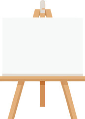 A wooden easel displaying a blank white canvas ready for artistic expression