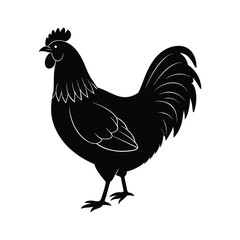 Rooster silhouette farm animal icon design simple vector graphic isolated on white background
