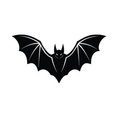 Creepy halloween bat silhouette flying on a clean white background isolated on white background