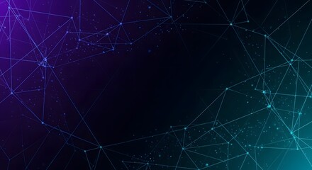 Abstract digital network connections with glowing dots and lines on dark background