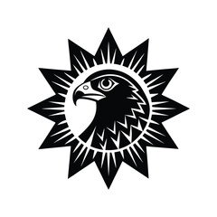 Stylized eagle head in sunburst graphic design illustration art isolated on white background