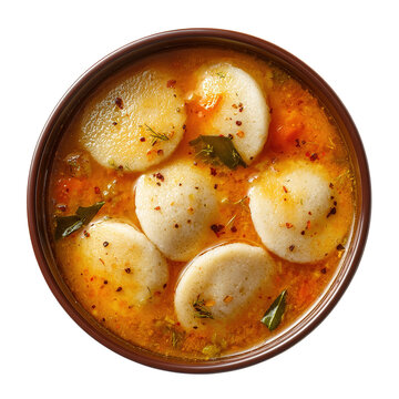 Many Idli or idly with coconut chutney powder popular breakfast of South India and Sri Lanka arranged on banana leaf. Healthy steamed cakes made by steaming fermented batter of black lentils and rice