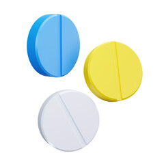 3D Round Medical Tablets Drug Collection