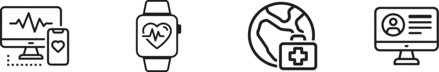 Telehealth icons isolated on for online medical assistance