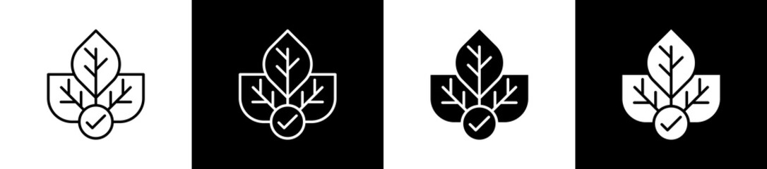 Ecology icon set in line and glyph style on black and white background