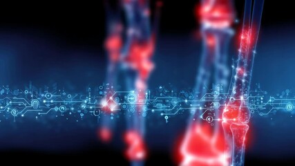 Futuristic digital anatomy of human joints with glowing technology and abstract elements - Powered by Adobe