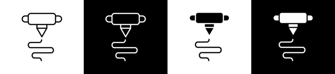 Additive icon set in line and glyph style on black and white background