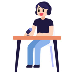 An enthusiastic young podcaster illustration
