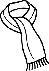 Black line art of a winter scarf with fringe clothing 4
