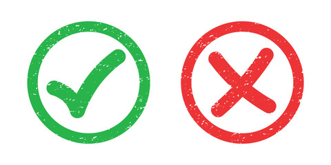 red and green check mark texture icon element collection