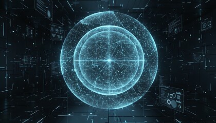 Glowing orb in digital dimension