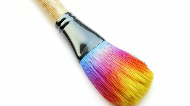 Colorful rainbow paintbrush on white background