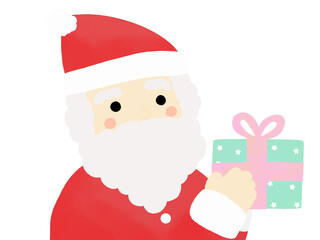 プレゼントを持つかわいいサンタクロースのイラスト