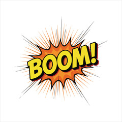 Boom comic text speech bubble cartoon explosion graphic effect Art & Illustration