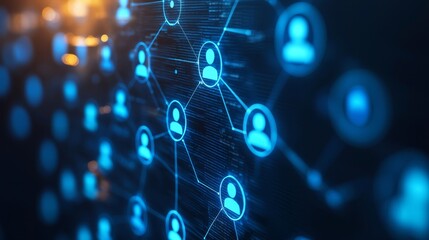 A digital network visualization showing interconnected user icons symbolizing social connections or online communication.