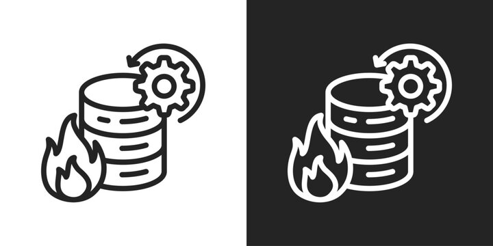 Disaster Recovery Icon In Black And White Line Style