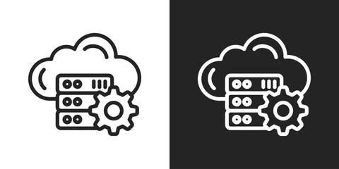 Server Management Icon In Black And White Line Style