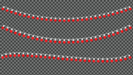 Glowing red Christmas string lights garland vector