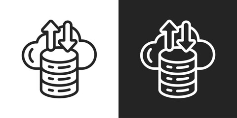 Cloud Storage Icon In Black And White Line Style