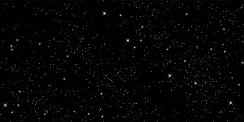 Space stars background. Universe starry pattern with glowing stars. Night sky constellations galaxy. Vector illustration.