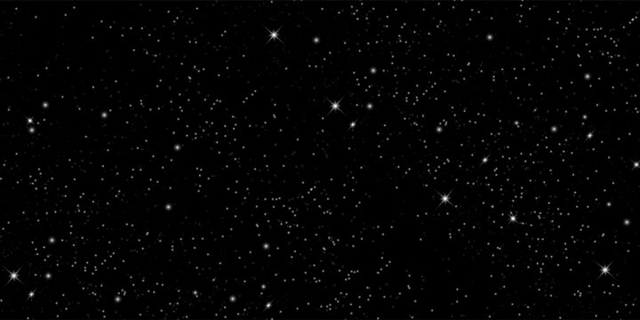 Space stars background. Universe starry pattern with glowing stars. Night sky constellations galaxy. Vector illustration.
