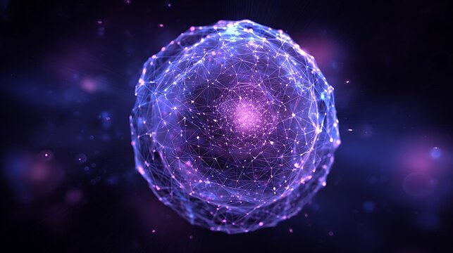 Abstract Digital Representation of a Futuristic Particle Structure in Vibrant Colors and Network Connections