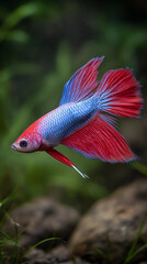 Betta fish Plakat Multicolour close-up in the aquarium