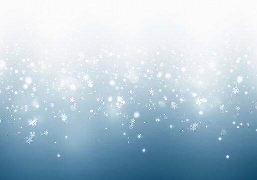 Abstract Winter Background with Falling Snowflakes and Bokeh Lights