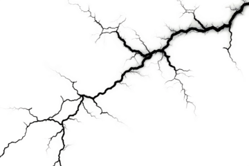 Jagged white lightning strikes on isolated on a transparent background electricity