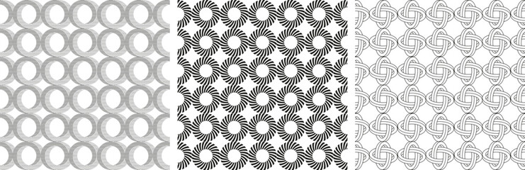 Set Abstract Shapes Pattern Pack Modern Geometric Collection of Seamless Designs halftone circle, stripe circle and unique symbol