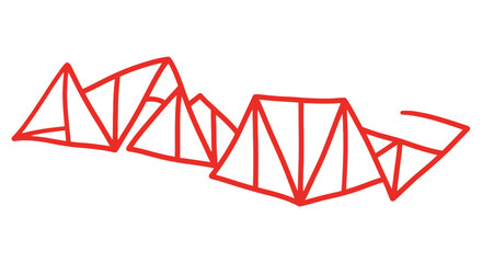 Abstract red geometric shapes arranged in a flowing, interconnected composition.