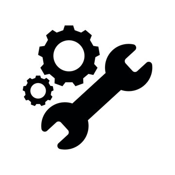 Wrench and Gear Icon &ndash; Tools and Settings Symbol for Repair, Maintenance, or Configuration